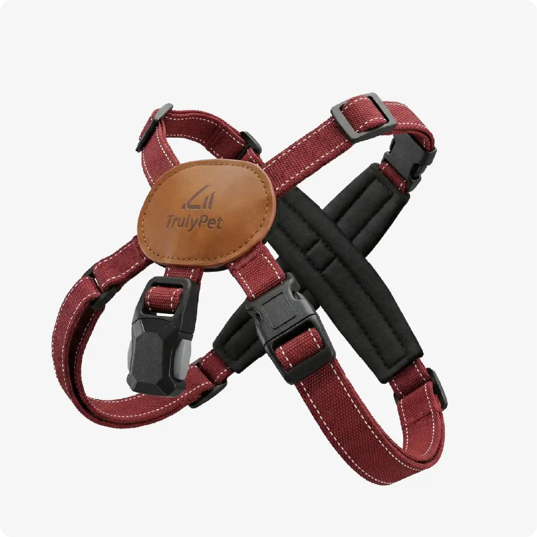 TrulyPet X-Back dog harness and leash set in Copper Red, magnetic buckle edition