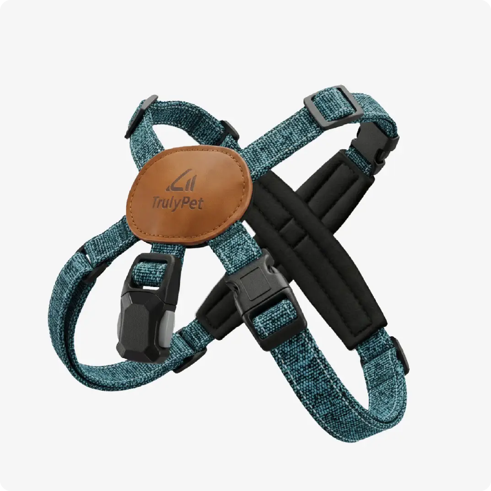 TrulyPet X-Back dog harness and leash set in denim blue
