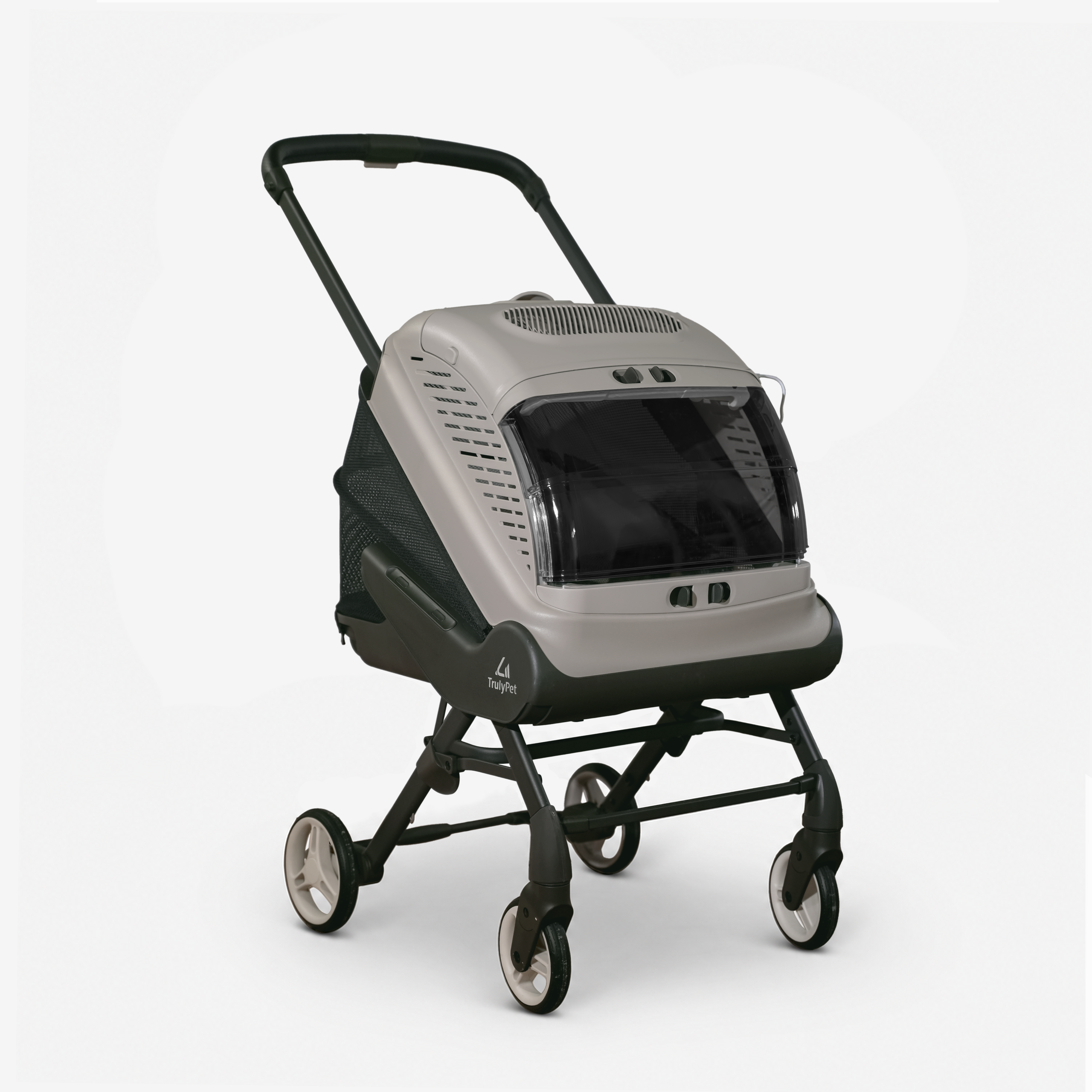 TrulyPet Explorer pet stroller fitted with the Explorer Fan System door panel